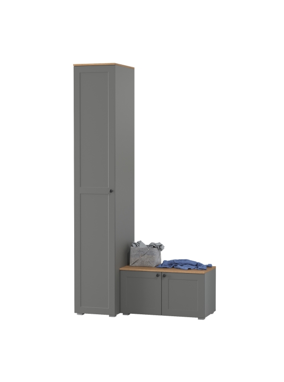 Остин Прихожая 11, цвет серый графит/дуб крафт золотой, ШхГхВ 120х54,3х229,6 см., универсальная сборка