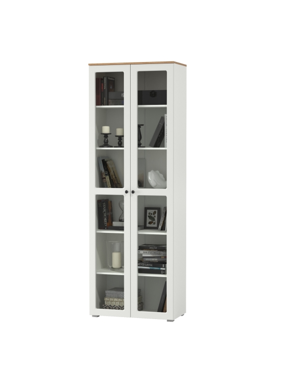 Остин 16.394.02 Шкаф-витрина, цвет белый шагрень/дуб крафт золотой, ШхГхВ 80х41,8х229,8 см.