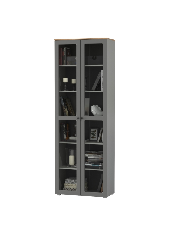 Остин 16.394.02 Шкаф-витрина, цвет серый графит/дуб крафт золотой, ШхГхВ 80х41,8х229,8 см.