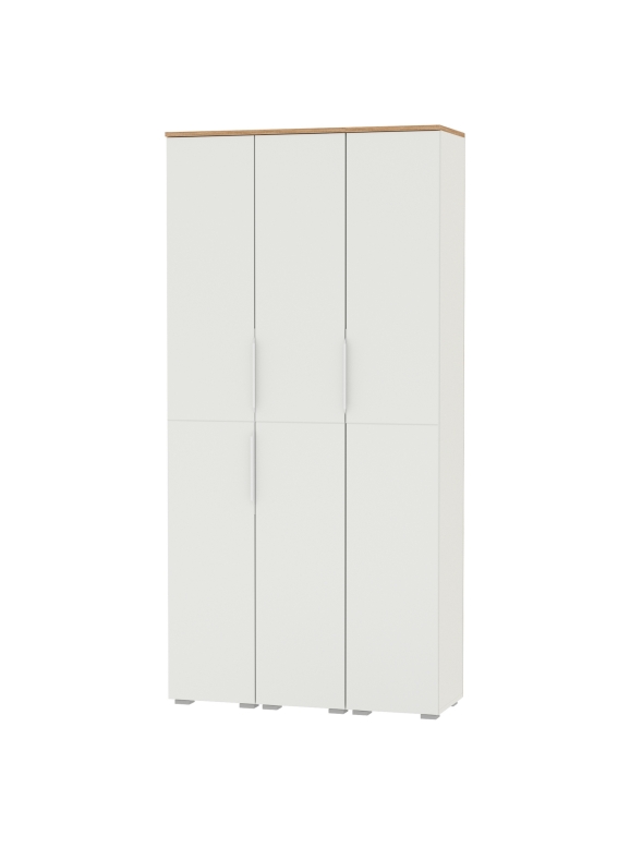 Октава 13.228 Шкаф-пенал + 13.228 Пенал + 13.228, цвет белый шагрень/дуб крафт золотой/фасады МДФ белый шагрень, ШхГхВ 96,6х35,3х197,6 см., ун. сб.