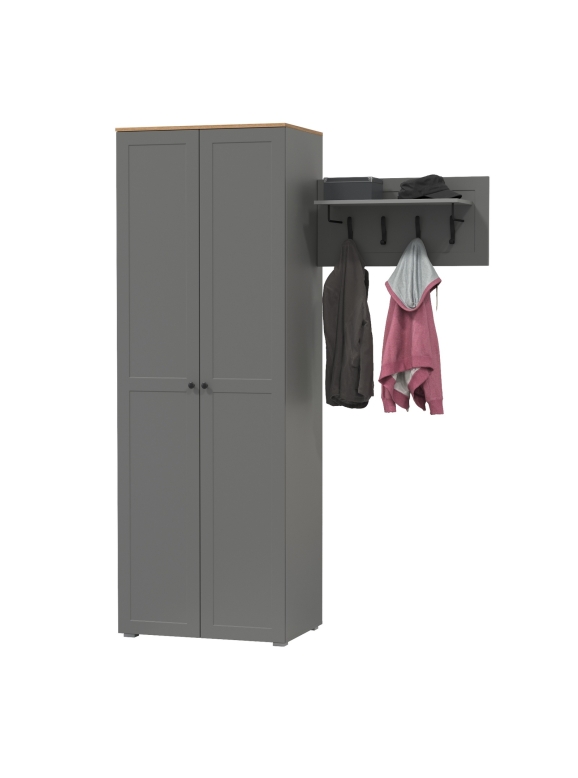 Остин Прихожая 08, цвет серый графит/дуб крафт золотой, ШхГхВ 159,7х54,3х229,6 см., универсальная сборка