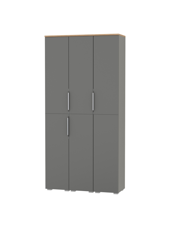 Октава 13.228 Шкаф-пенал + 13.228 Пенал + 13.228 Пенал, цвет серый графит/дуб крафт золотой/фасады МДФ серый графит, ШхГхВ 96,6х35,3х197,6 см, ун. сб.