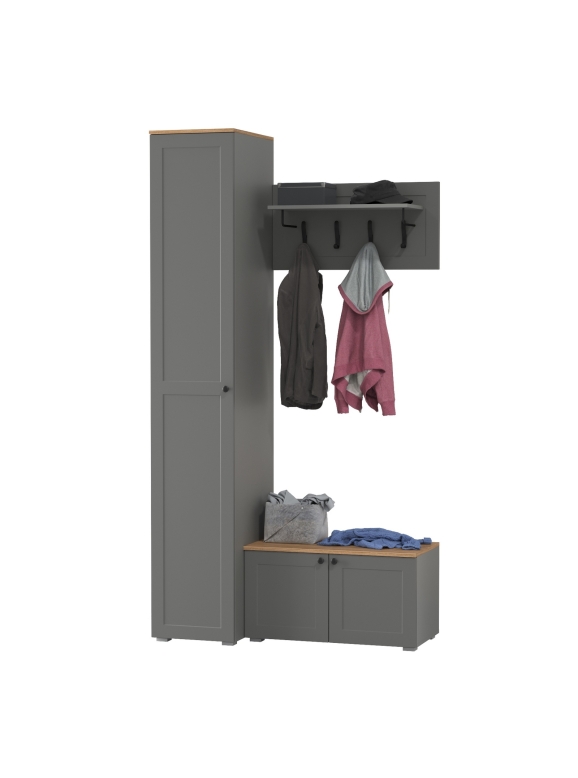 Остин Прихожая 25, цвет серый графит/дуб крафт золотой, ШхГхВ 120х54,3х229,6 см., универсальная сборка