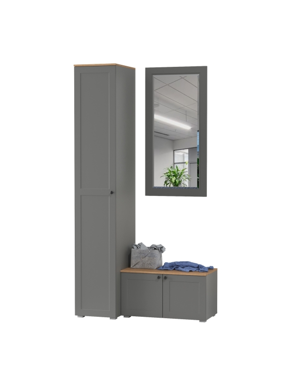 Остин Прихожая 24, цвет серый графит/дуб крафт золотой, ШхГхВ 120х54,3х229,6 см., универсальная сборка