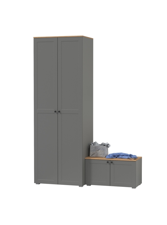 Остин Прихожая 06, цвет серый графит/дуб крафт золотой, ШхГхВ 160х54,3х229,6 см., универсальная сборка