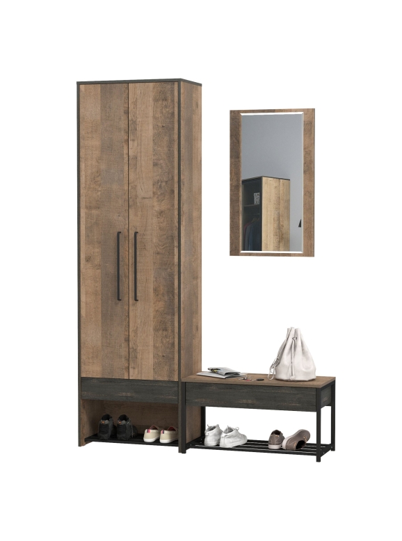 Трувор Прихожая 198, цвет дуб гранж песочный/интра, ШхГхВ 143,2х37х210 см., универсальная сборка