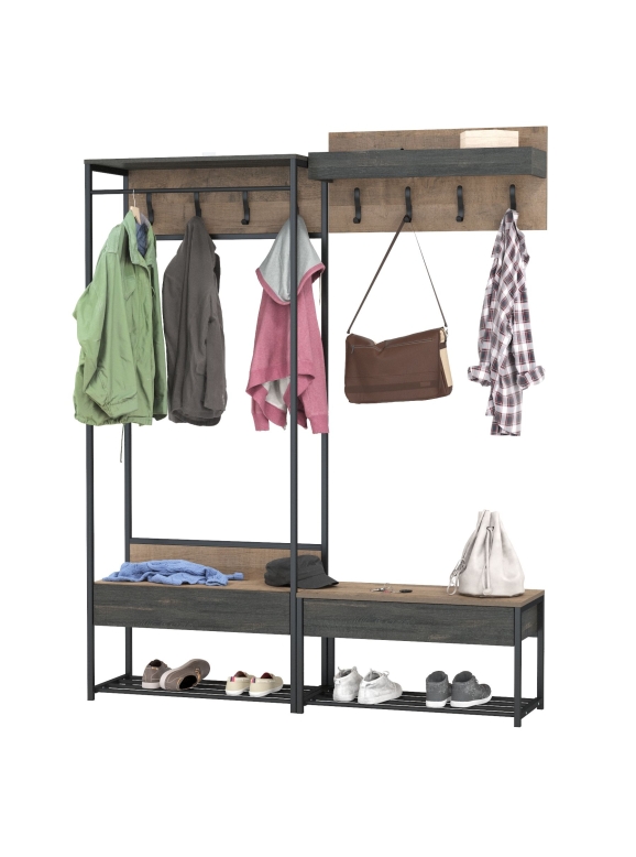 Трувор Прихожая 213, цвет дуб гранж песочный/интра, ШхГхВ 160х36,6х194,2 см., универсальная сборка