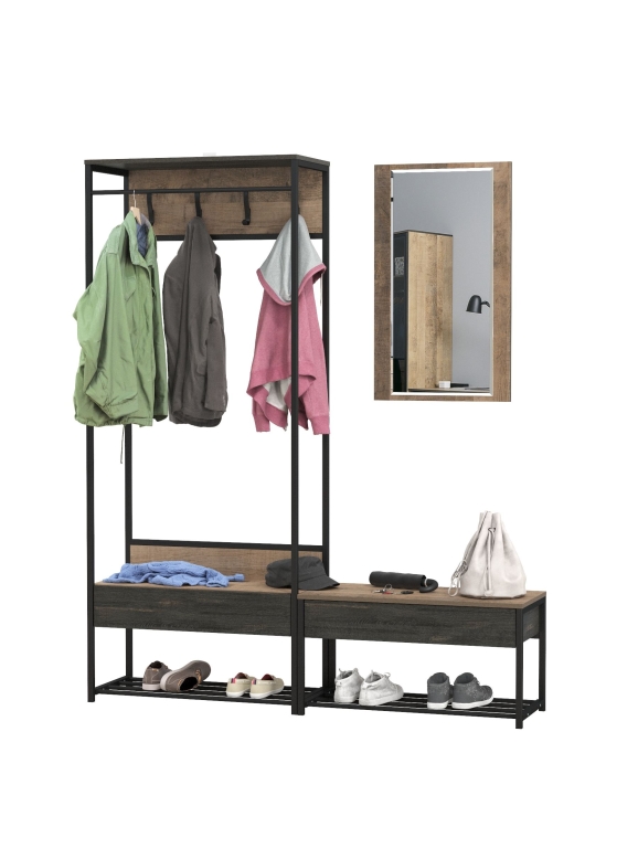 Трувор Прихожая 214, цвет дуб гранж песочный/интра, ШхГхВ 160х36,6х194,2 см., универсальная сборка