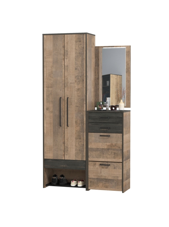 Трувор Прихожая 200, цвет дуб гранж песочный/интра, ШхГхВ 113,2х37х210 см., универсальная сборка