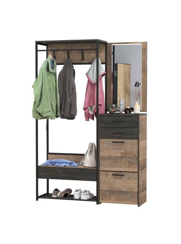 Трувор Прихожая 216, цвет дуб гранж песочный/интра, ШхГхВ 130х37х194,2 см., универсальная сборка