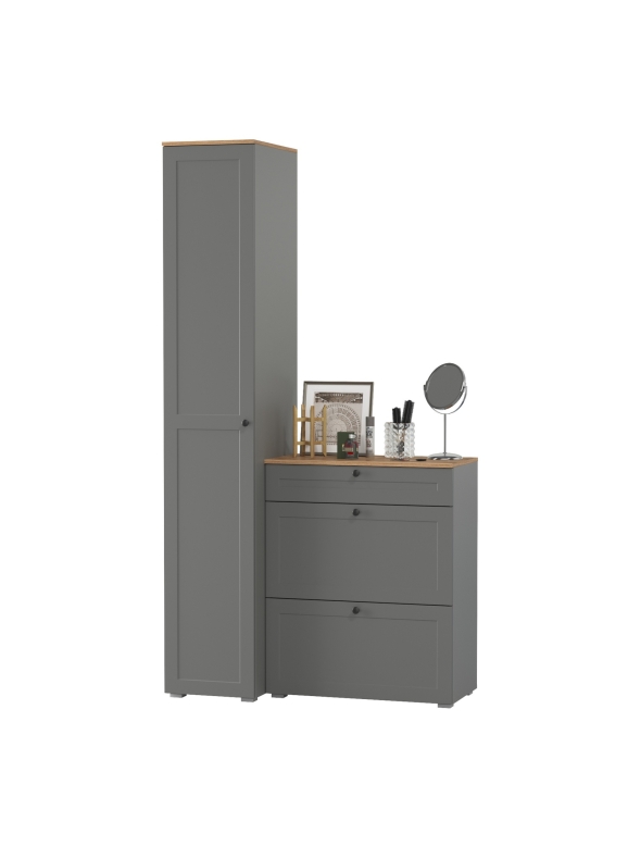 Остин Прихожая 10, цвет серый графит/дуб крафт золотой, ШхГхВ 120х54,3х229,6 см., универсальная сборка