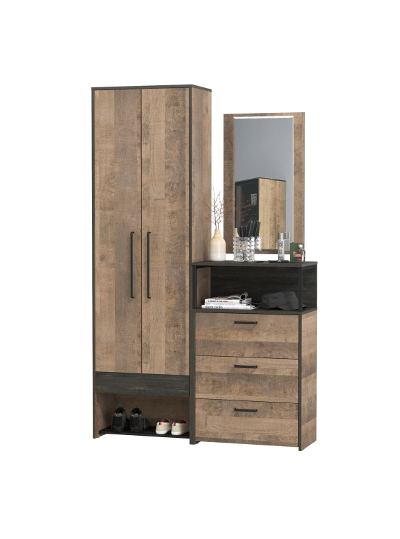 Трувор Прихожая 204, цвет дуб гранж песочный/интра, ШхГхВ 129,2х37х210 см., универсальная сборка