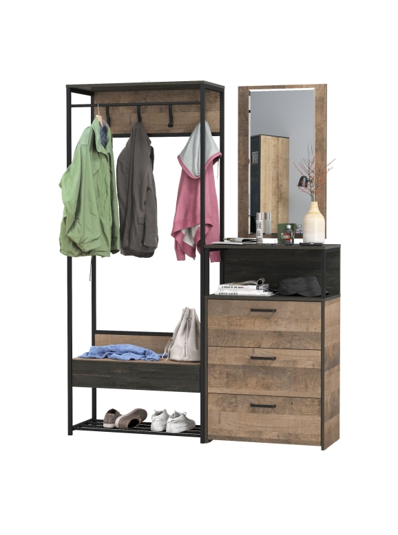 Трувор Прихожая 220, цвет дуб гранж песочный/интра, ШхГхВ 146х37х194,2 см., универсальная сборка