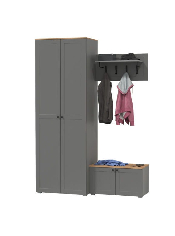 Остин Прихожая 19, цвет серый графит/дуб крафт золотой, ШхГхВ 160х54,3х229,6 см., универсальная сборка