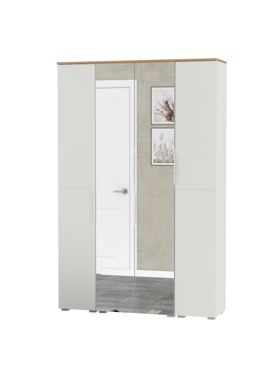 Октава Набор шкафов 01, цвет белый шагрень/дуб крафт золотой/фасады МДФ белый шагрень, ШхГхВ 128,8х35,3х197,6 см., универсальная сборка