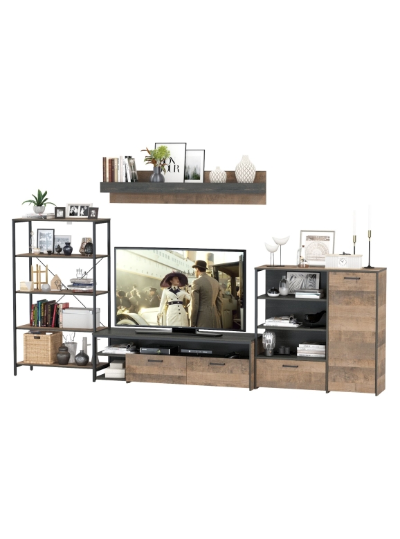 КР100 Трувор Гостиная 041, цвет дуб гранж песочный/интра, ШхГхВ 341,6х45,4х195 см., универсальная сборка