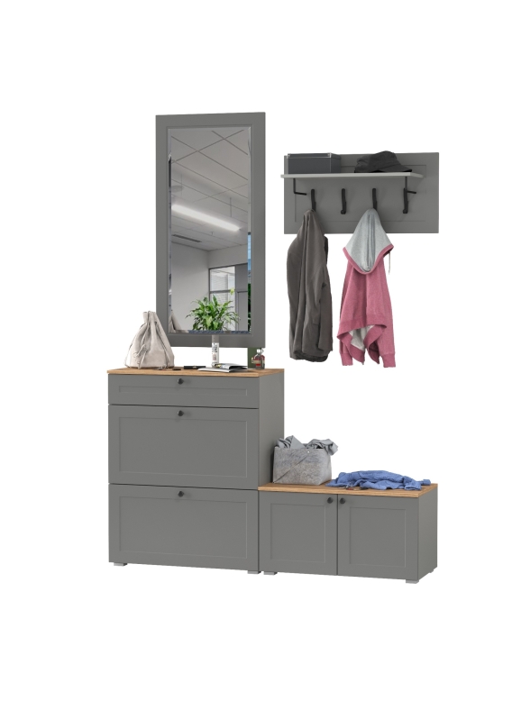 Остин Прихожая 44, цвет серый графит/дуб крафт золотой, ШхГхВ 160х41,9х210 см., универсальная сборка