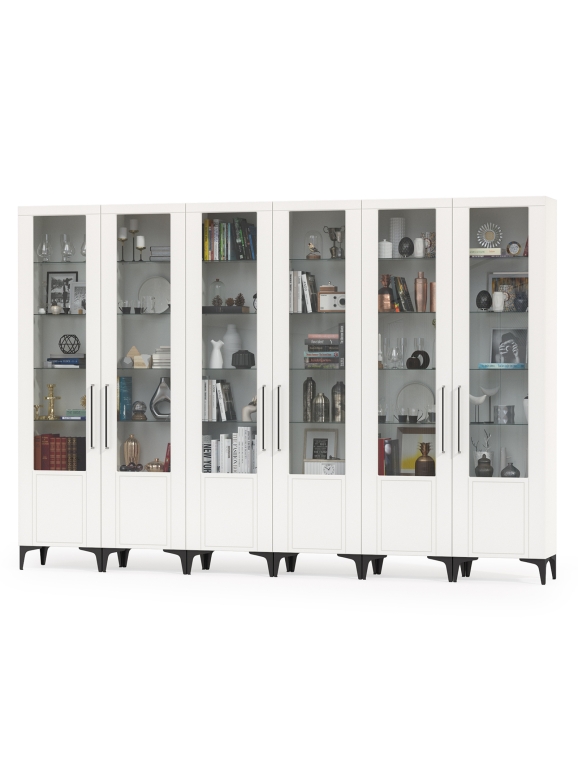 Валенсия Гостиная № 132, цвет ЛДСП белый шагрень/МДФ белый шагрень, ШхГхВ 330х38,1х225,2 см.