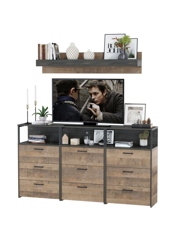 КР100 Трувор Гостиная 003, цвет дуб гранж песочный/интра, ШхГхВ 198х37х195 см.