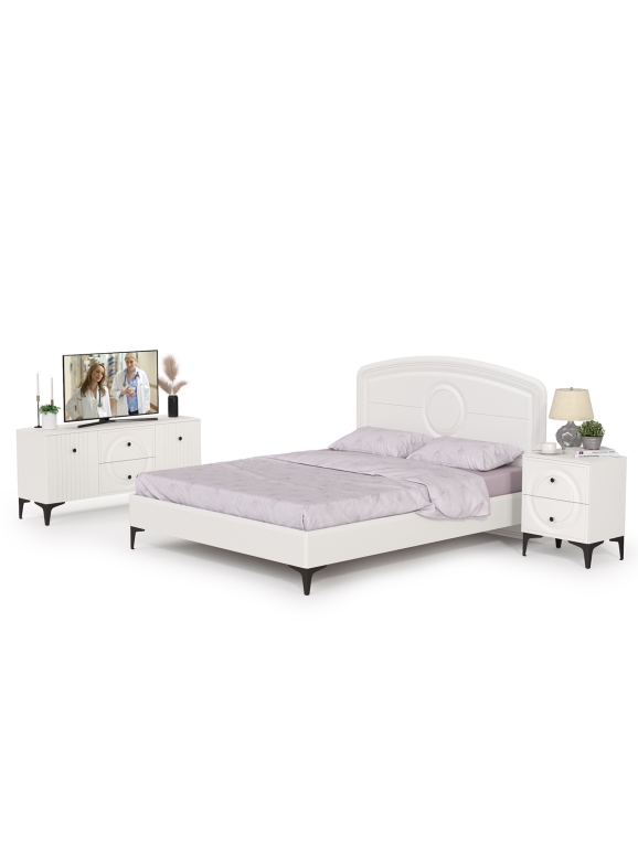 Валенсия Спальня № 39, цвет ЛДСП белый шагрень/МДФ белый шагрень, ортопед есть, сп. м. 1600х2000 мм., б/м