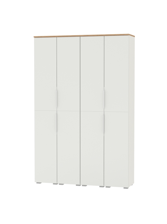 Октава Набор шкафов 45, цвет белый шагрень/дуб крафт золотой/фасады МДФ белый шагрень, ШхГхВ 128,8х35,3х197,6 см., универсальная сборка