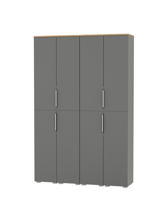 Октава Набор шкафов 45, цвет серый графит/дуб крафт золотой/фасады МДФ серый графит, ШхГхВ 128,8х35,3х197,6 см., универсальная сборка