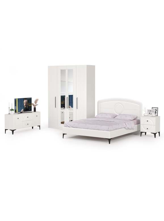 Валенсия Спальня № 43, цвет ЛДСП белый шагрень/МДФ белый шагрень, ортопед есть, сп. м. 1600х2000 мм., б/м