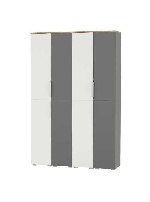 Октава Набор шкафов 47, цвет белый шагрень/серый графит/дуб крафт золотой/фасады МДФ белый шагрень/серый графит, ШхГхВ 128,8х35,3х197,6 см., ун. сб.