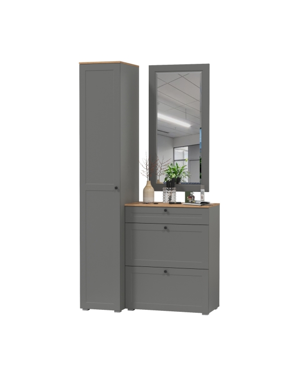 Остин Прихожая 22, цвет серый графит/дуб крафт золотой, ШхГхВ 120х54,3х229,6 см., универсальная сборка