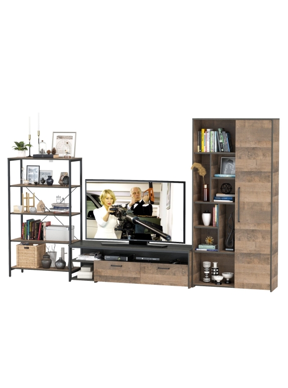 КР100 Трувор Гостиная 070, цвет дуб гранж песочный/интра, ШхГхВ 325,6х45,4х194,2 см., универсальная сборка