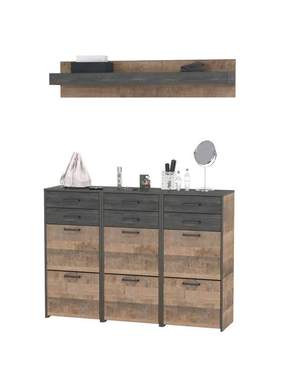 КР100 Трувор Прихожая 171, цвет дуб гранж песочный/интра, ШхГхВ 150х37х195 см.