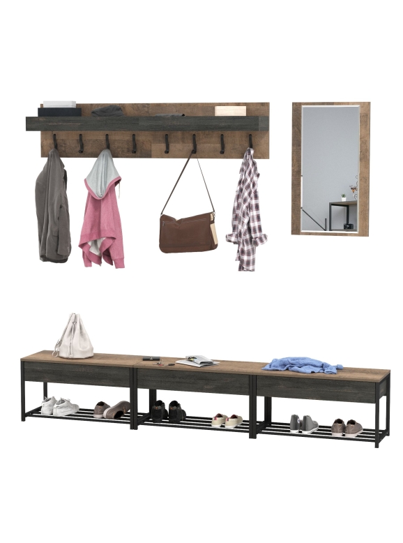 Трувор Прихожая 191, цвет дуб гранж песочный/интра, ШхГхВ 240х36,6х195 см., универсальная сборка