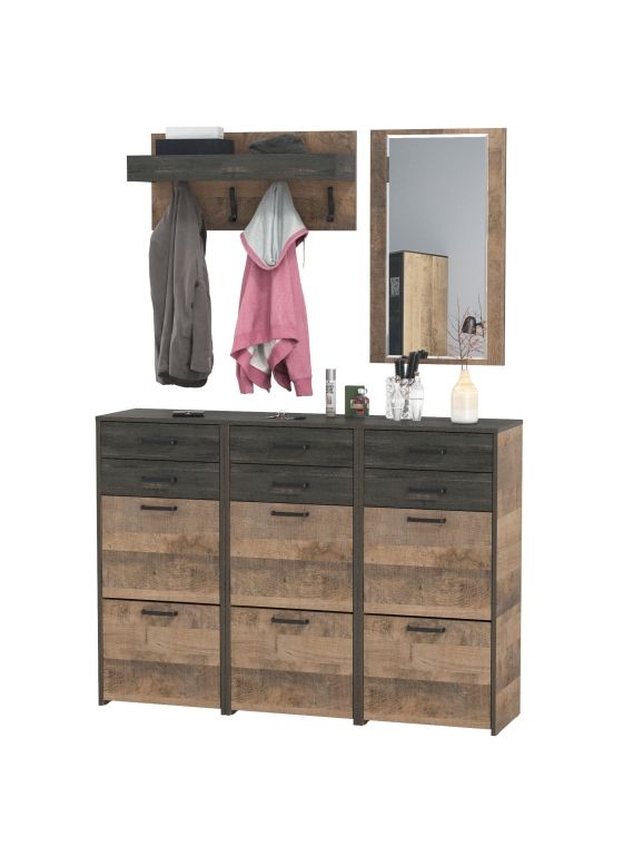 Трувор Прихожая 165, цвет дуб гранж песочный/интра, ШхГхВ 150х37х195 см., универсальная сборка