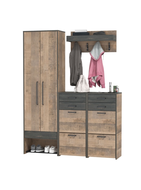 Трувор Прихожая 206, цвет дуб гранж песочный/интра, ШхГхВ 163,2х37х210 см., универсальная сборка