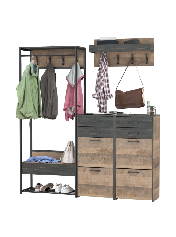 Трувор Прихожая 222, цвет дуб гранж песочный/интра, ШхГхВ 180х37х194,2 см., универсальная сборка