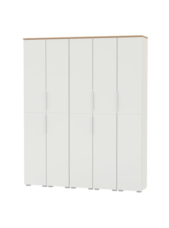 Октава Набор шкафов 46, цвет белый шагрень/дуб крафт золотой/фасады МДФ белый шагрень, ШхГхВ 161х35,3х197,6 см., универсальная сборка