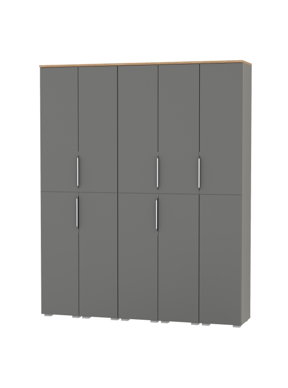 Октава Набор шкафов 46, цвет серый графит/дуб крафт золотой/фасады МДФ серый графит, ШхГхВ 161х35,3х197,6 см., универсальная сборка