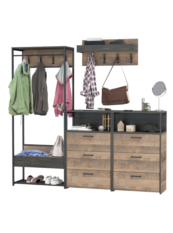 Трувор Прихожая 223, цвет дуб гранж песочный/интра, ШхГхВ 212х37х194,2 см., универсальная сборка