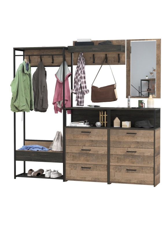 Трувор Прихожая 226, цвет дуб гранж песочный/интра, ШхГхВ 212х37х194,2 см., универсальная сборка