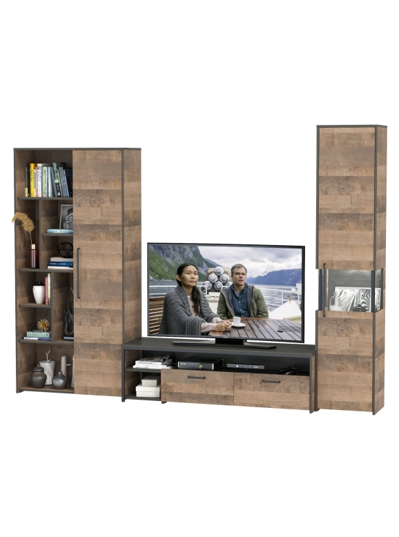 Трувор Гостиная 020, цвет дуб гранж песочный/интра, ШхГхВ 287,6х45,4х210 см., универсальная сборка