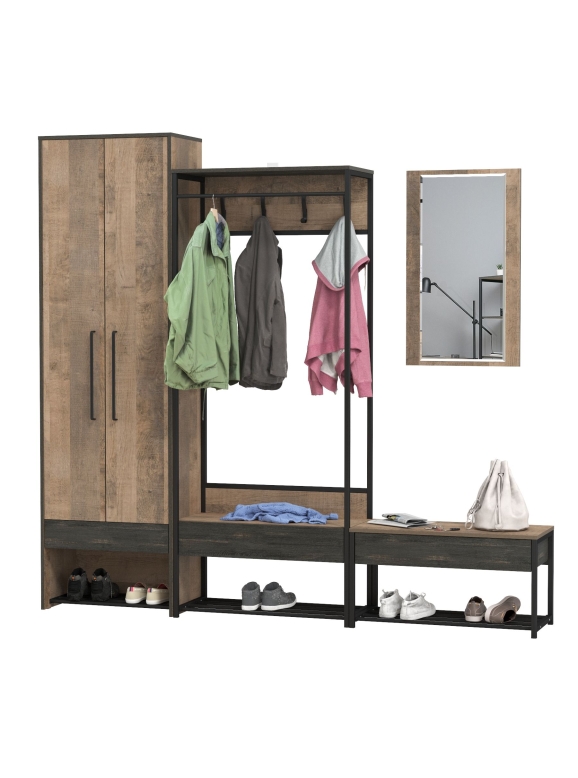 Трувор Прихожая 230, цвет дуб гранж песочный/интра, ШхГхВ 223,2х37х210 см., универсальная сборка