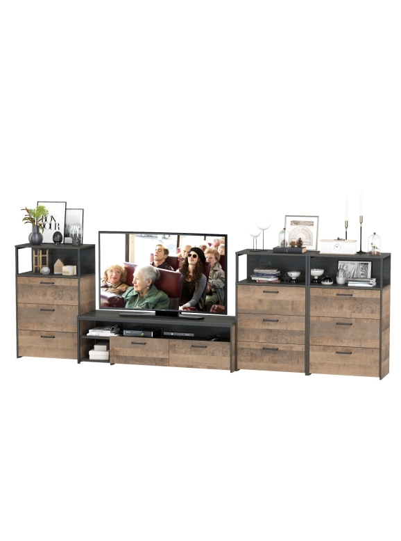 Трувор Гостиная 108, цвет дуб гранж песочный/интра, ШхГхВ 347,8х45,4х210 см., универсальная сборка