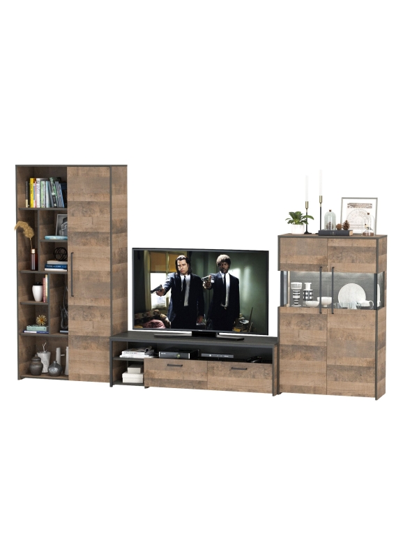 Трувор Гостиная 062, цвет дуб гранж песочный/интра, ШхГхВ 328,6х45,4х194,2 см., универсальная сборка