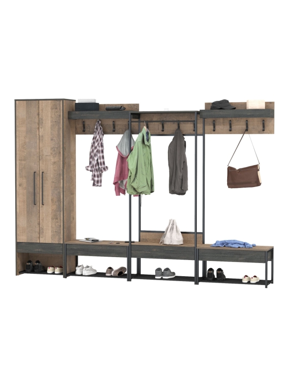 Трувор Прихожая 243, цвет дуб гранж песочный/интра, ШхГхВ 303,2х37х210 см., универсальная сборка