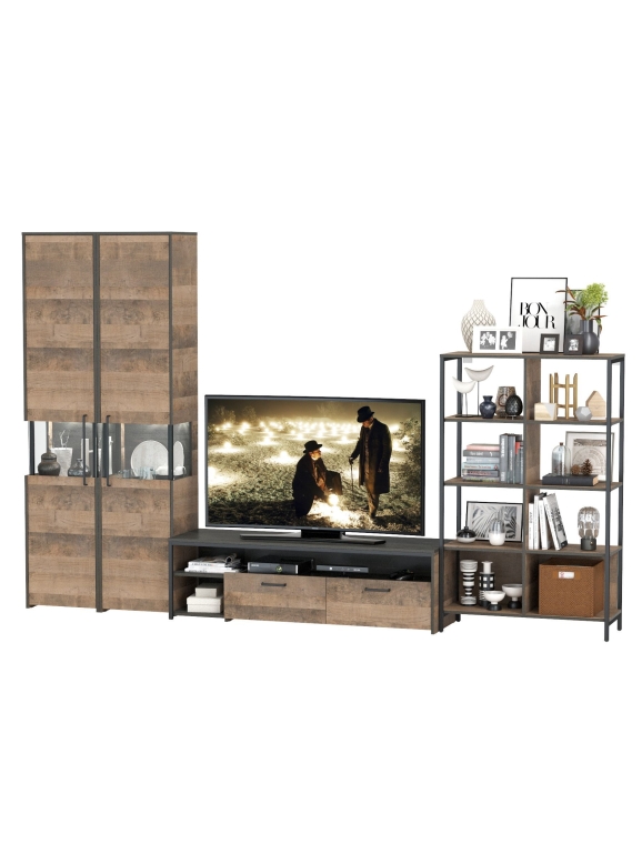 Трувор Гостиная 030, цвет дуб гранж песочный/интра, ШхГхВ 329,4х45,4х210 см., универсальная сборка