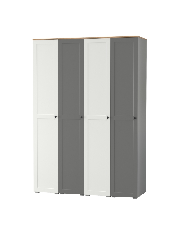 Остин 13.225 Шкаф-пенал 4 шт., цвет белый шагрень/серый графит/дуб крафт золотой, ШхГхВ 160х54,3х229,6 см., универсальная сборка