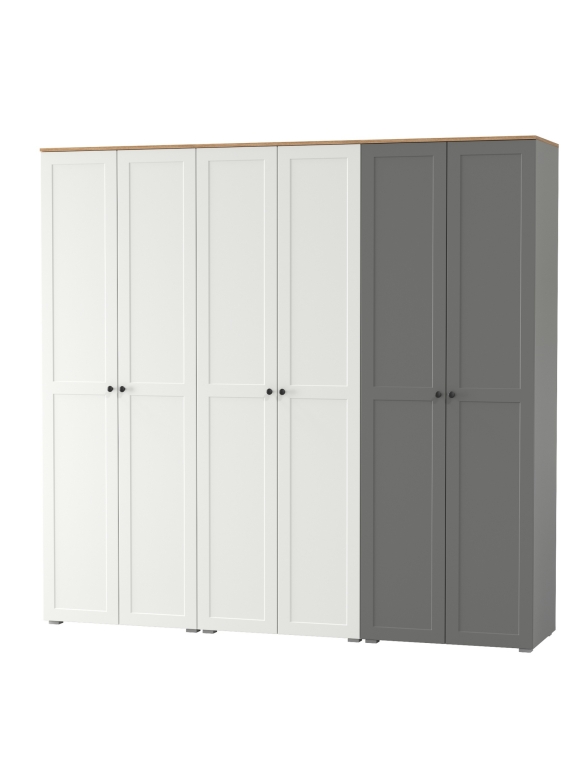 Остин 13.224 Шкаф 3 шт., цвет белый шагрень/серый графит/дуб крафт золотой, ШхГхВ 240х54,3х229,6 см., универсальная сборка