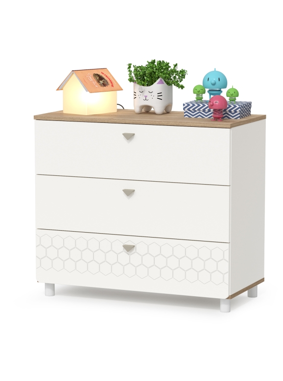 Эйп 13.322 Комод, цвет белый/дуб белый, ШхГхВ 85х41,5х75 см.