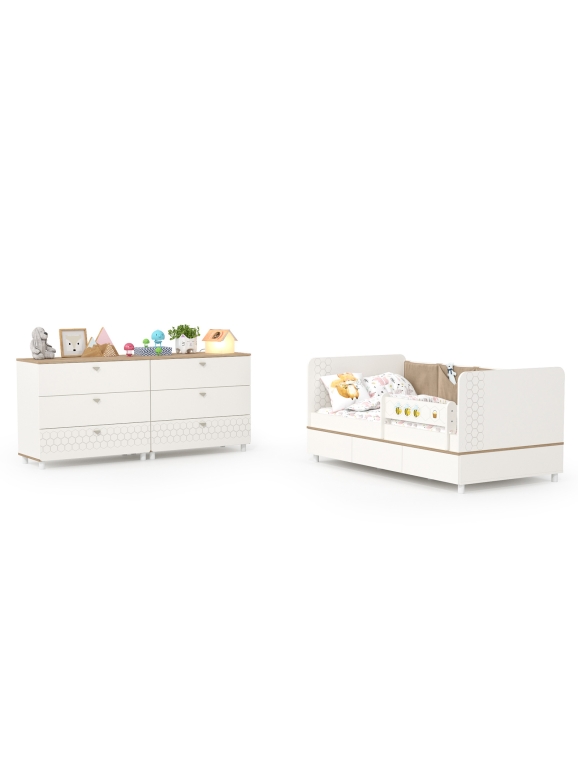 Эйп Детская № 4, цвет белый/дуб белый, сп. м. 800х1600 мм., б/м, основание есть, максимальная нагрузка 80 кг., рекомендуемая высота матраса 120 мм.