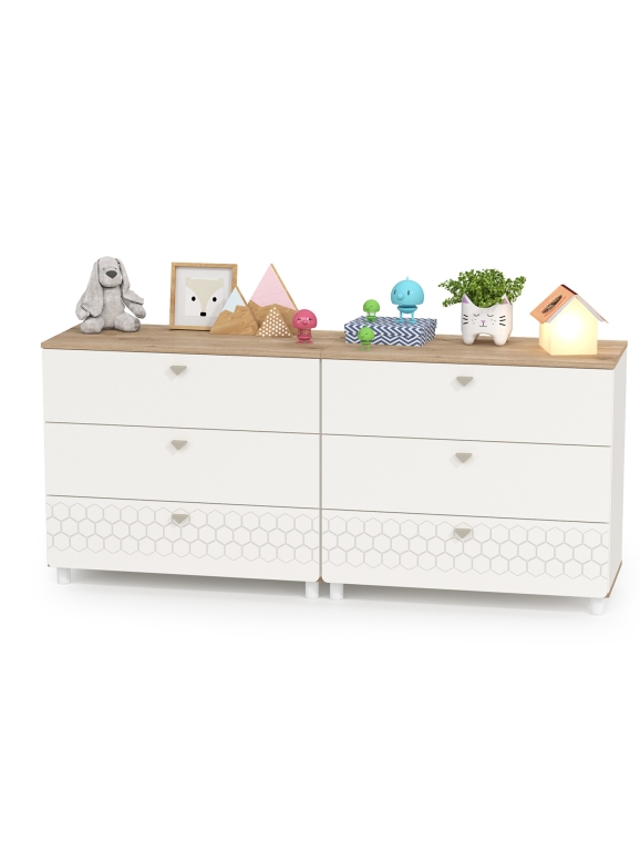 Эйп 13.322 Комод + 13.322 Комод, цвет белый/дуб белый, ШхГхВ 170х41,5х75 см.